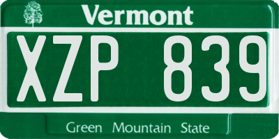 VT license plate XZP839