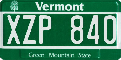 VT license plate XZP840
