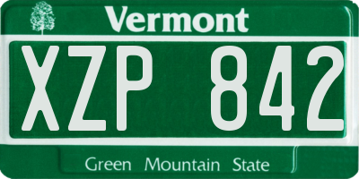 VT license plate XZP842