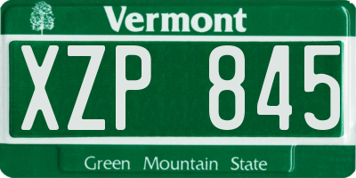 VT license plate XZP845