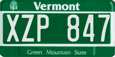 VT license plate XZP847