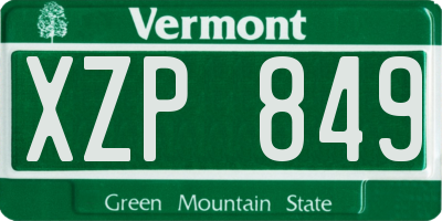 VT license plate XZP849