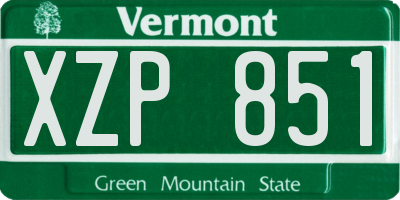 VT license plate XZP851