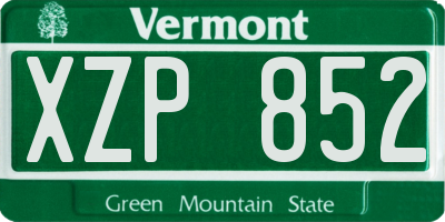 VT license plate XZP852
