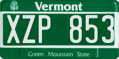 VT license plate XZP853