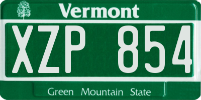 VT license plate XZP854