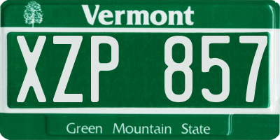 VT license plate XZP857