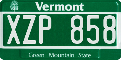 VT license plate XZP858
