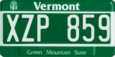 VT license plate XZP859