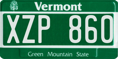 VT license plate XZP860