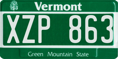 VT license plate XZP863