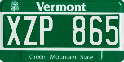 VT license plate XZP865