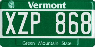 VT license plate XZP868