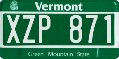 VT license plate XZP871
