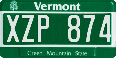 VT license plate XZP874