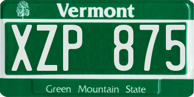 VT license plate XZP875