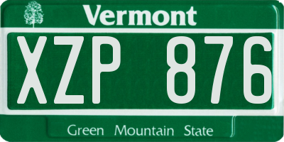 VT license plate XZP876