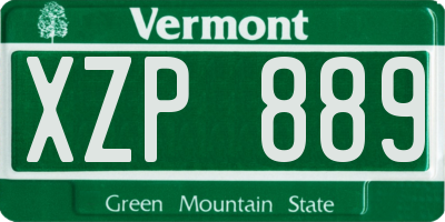 VT license plate XZP889