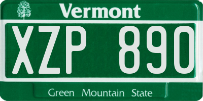 VT license plate XZP890