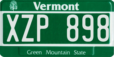 VT license plate XZP898