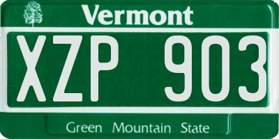 VT license plate XZP903