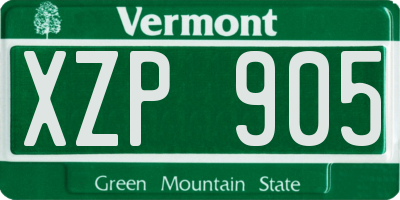 VT license plate XZP905