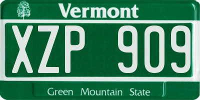 VT license plate XZP909