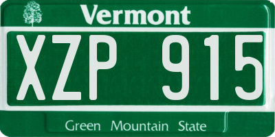 VT license plate XZP915