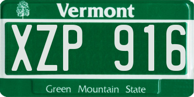 VT license plate XZP916