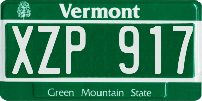VT license plate XZP917