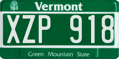 VT license plate XZP918