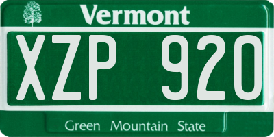 VT license plate XZP920