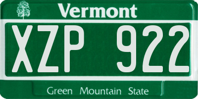 VT license plate XZP922