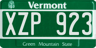 VT license plate XZP923