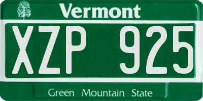 VT license plate XZP925