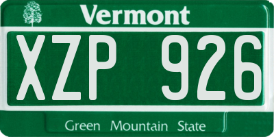 VT license plate XZP926