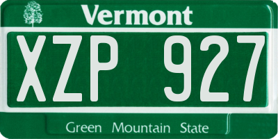 VT license plate XZP927