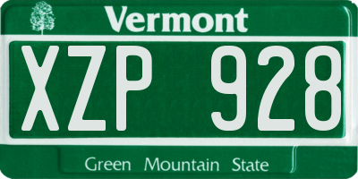 VT license plate XZP928
