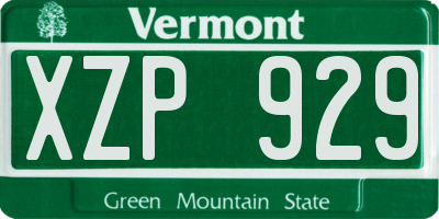 VT license plate XZP929