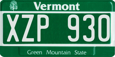 VT license plate XZP930
