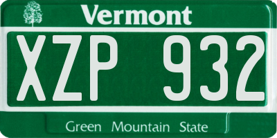 VT license plate XZP932