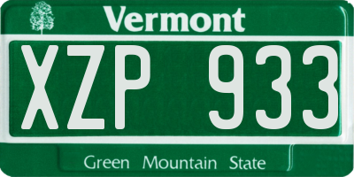 VT license plate XZP933