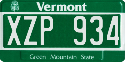 VT license plate XZP934