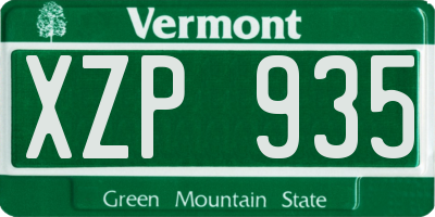 VT license plate XZP935