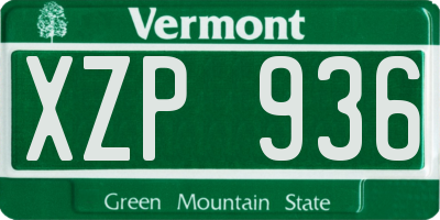 VT license plate XZP936