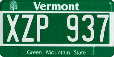 VT license plate XZP937