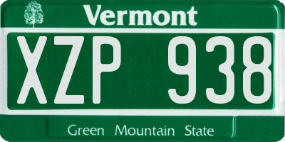 VT license plate XZP938