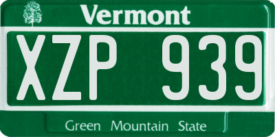 VT license plate XZP939