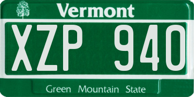 VT license plate XZP940