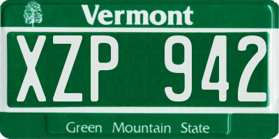 VT license plate XZP942